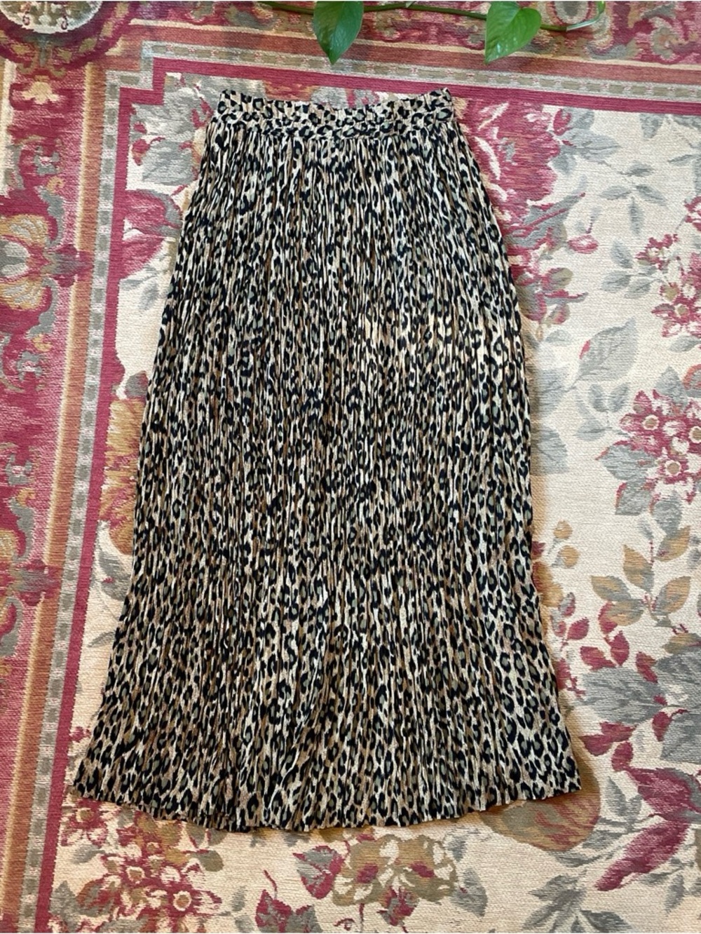 Vintage Stonebridge Cheetah Print Accordion Pleated Maxi Skirt